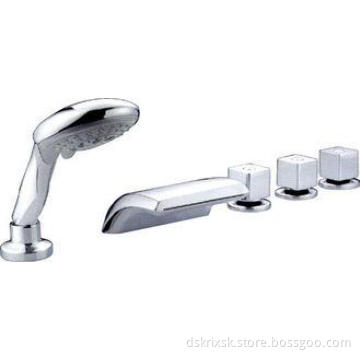 Ceramic Deck Mounted Bathtub Mixer Taps Three Handle , Five